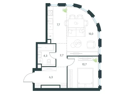 46,7 м² — планировка