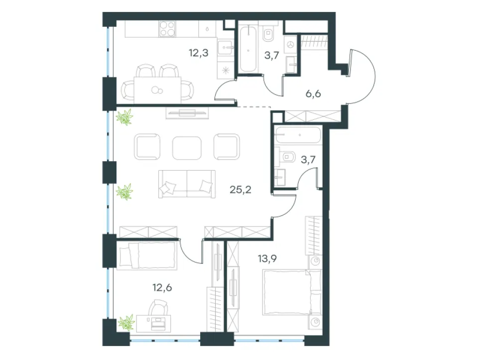 3-комн. 78,8 м²