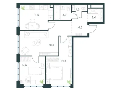 69,3 м² — планировка
