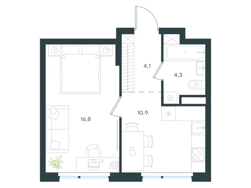 1-комн. 36.1 м²