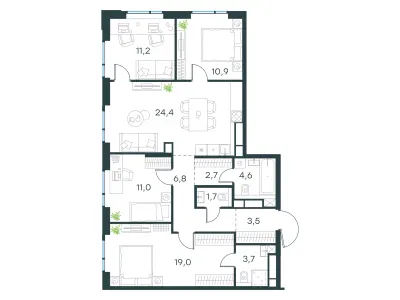 99,5 м² — планировка