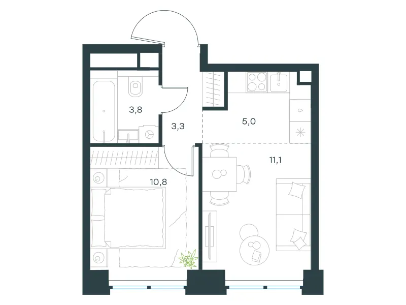 2-комн. 34 м²