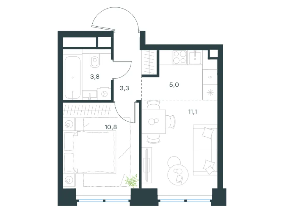 2-комн. 34 м²