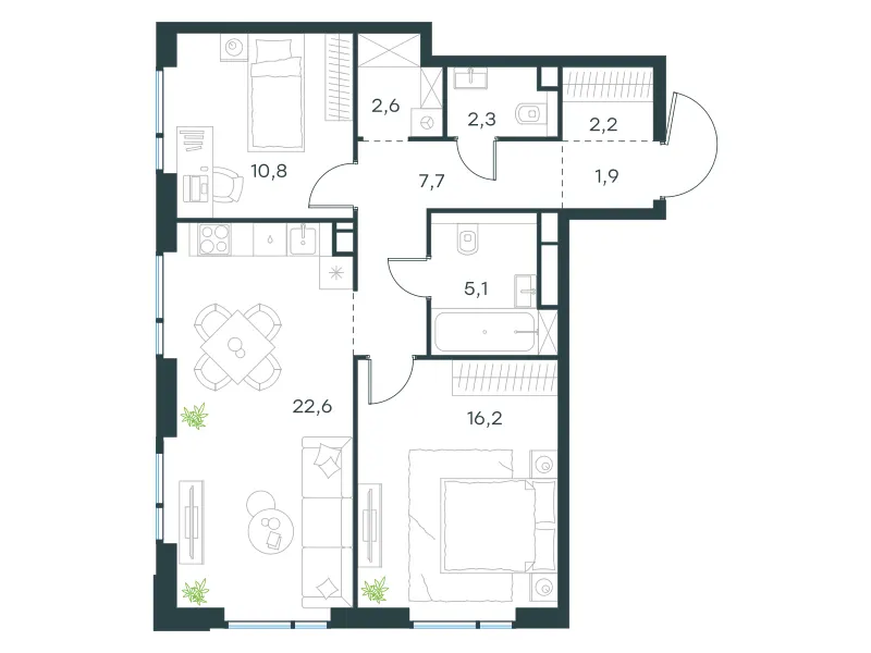 2-комн. 71.4 м²