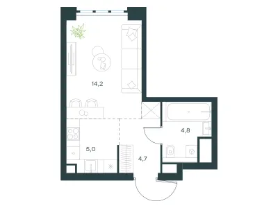 28,7 м² — планировка