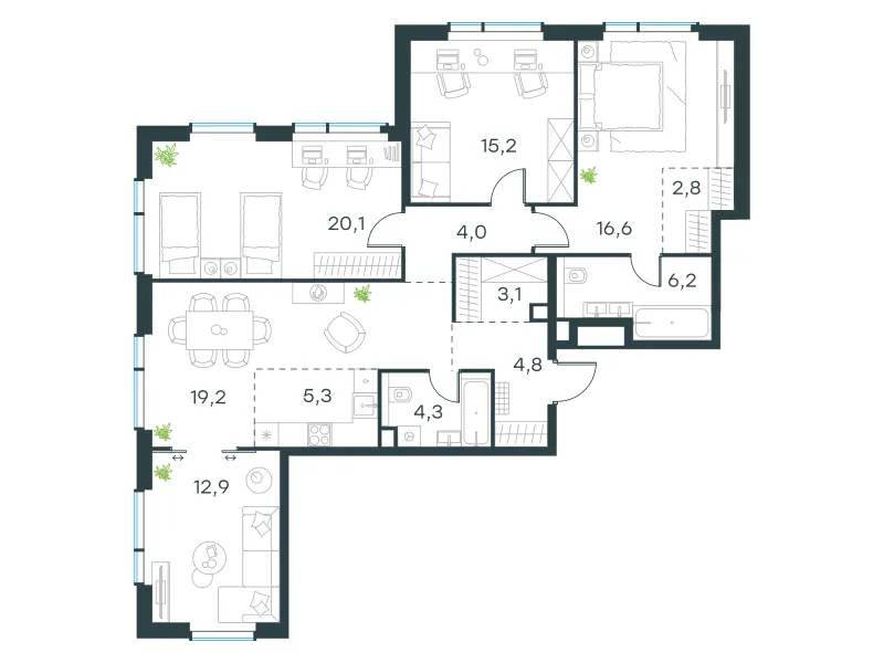 5-комн. 114.5 м²