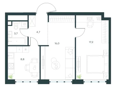 50,4 м² — планировка