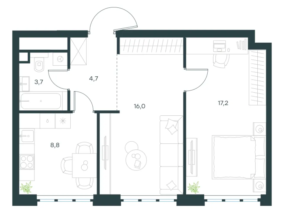2-комн. 50,4 м²