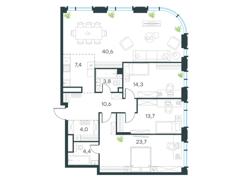 4-комн. 122,5 м²