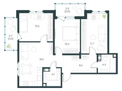 82,7 м² — планировка