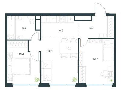 56,4 м² — планировка