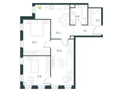 66,5 м² — планировка