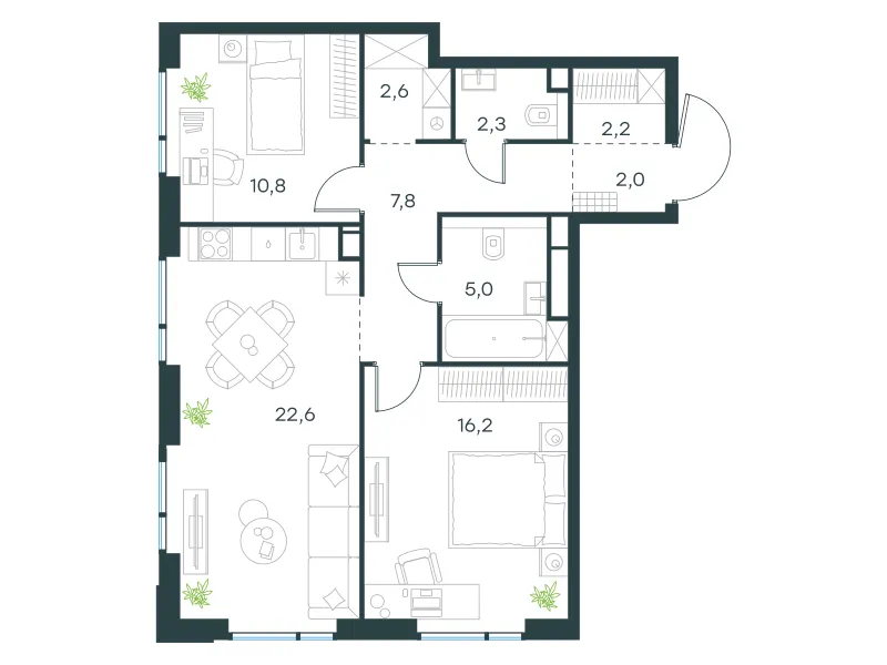 2-комн. 71.5 м²