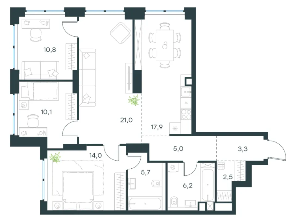 4-комн. 96,6 м²