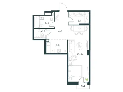51,3 м² — планировка