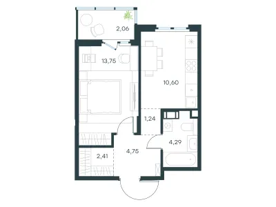 39,1 м² — планировка