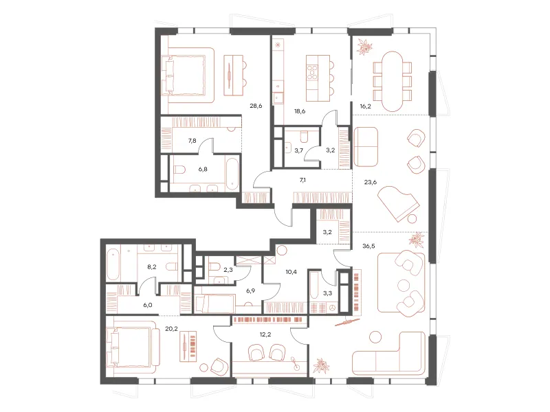 7-комн. 224.8 м²