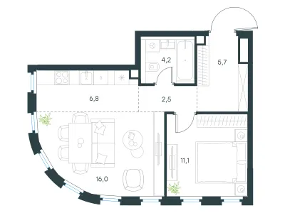46,3 м² — планировка