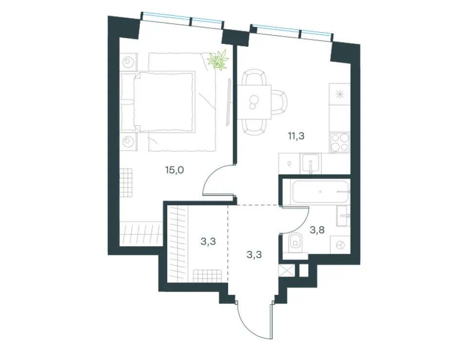 1-комн. 36,7 м²