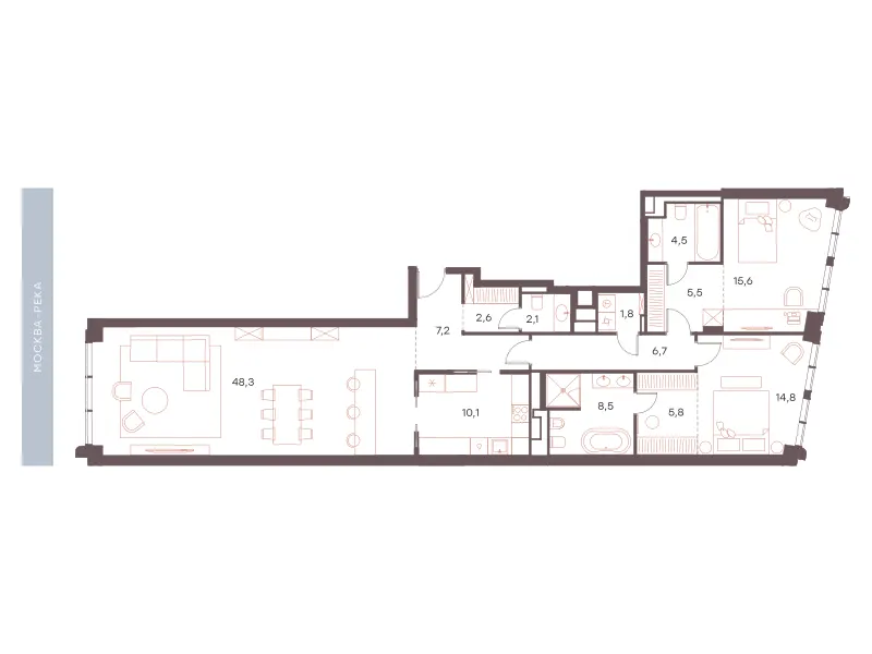 3-комн. 133.5 м²