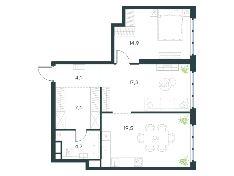 2-комн. 68,1 м²