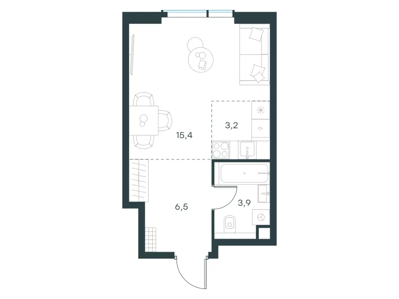Студия 29 м²