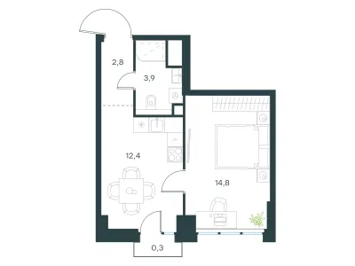 34,2 м² — планировка