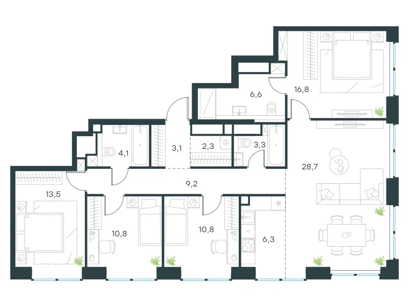 5-комн. 115.2 м²