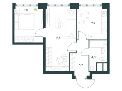 45,9 м² — планировка