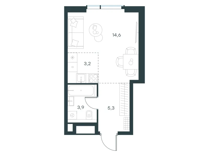 Студия 27 м²