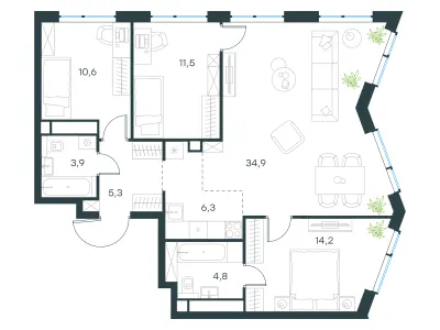 92,3 м² — планировка