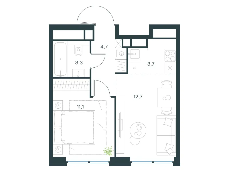 2-комн. 35.5 м²