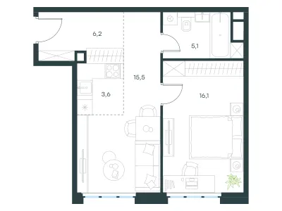46,7 м² — планировка