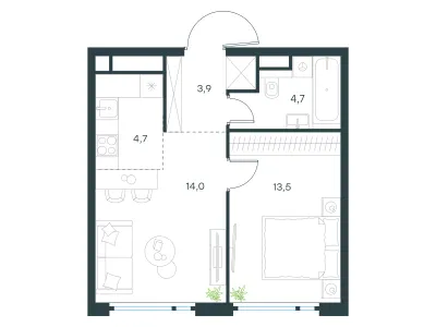 40,8 м² — планировка