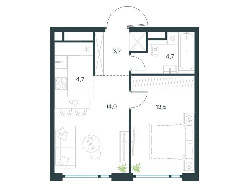 2-комн. 40.8 м²