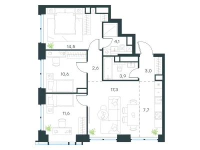 75,3 м² — планировка