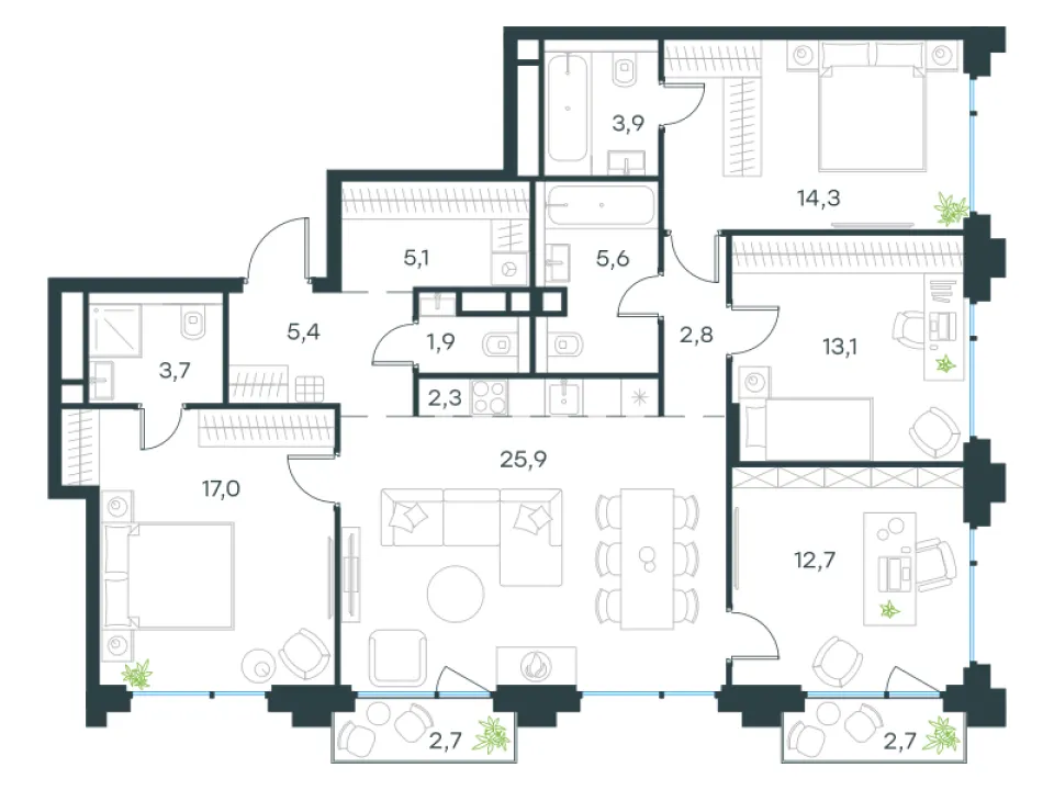 5-комн. 115,3 м²