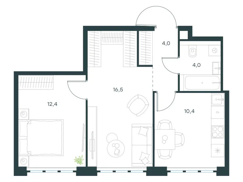 2-комн. 47.3 м²