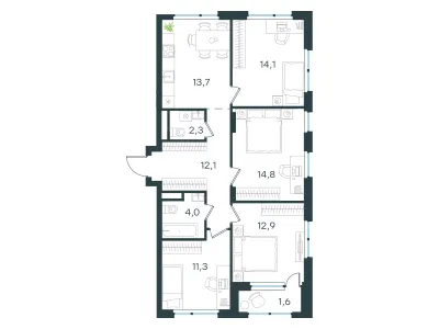 86,8 м² — планировка