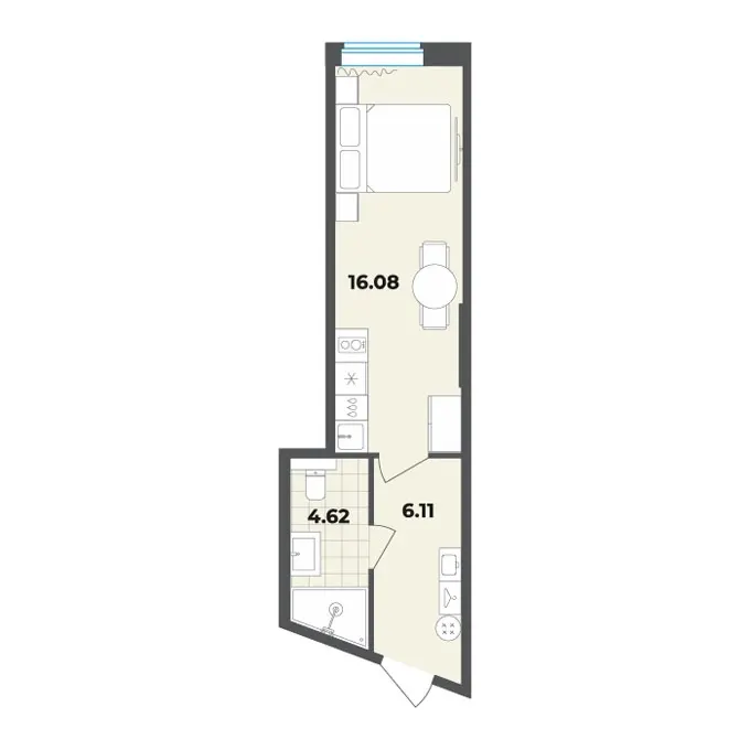 Студия 26.8 м²