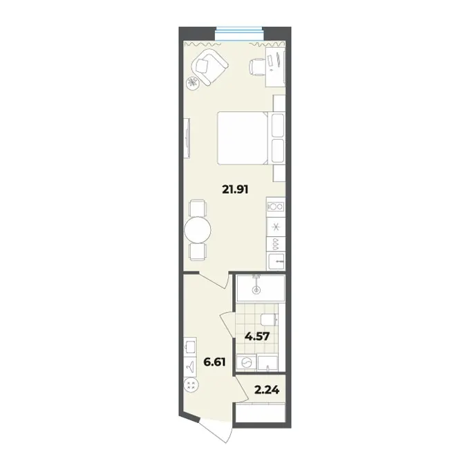 Студия 35.3 м²