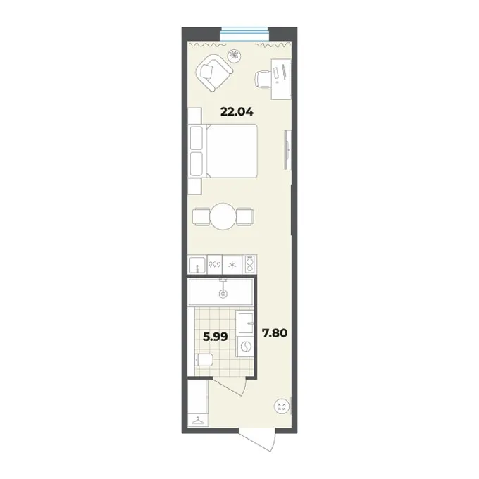 Студия 35.8 м²