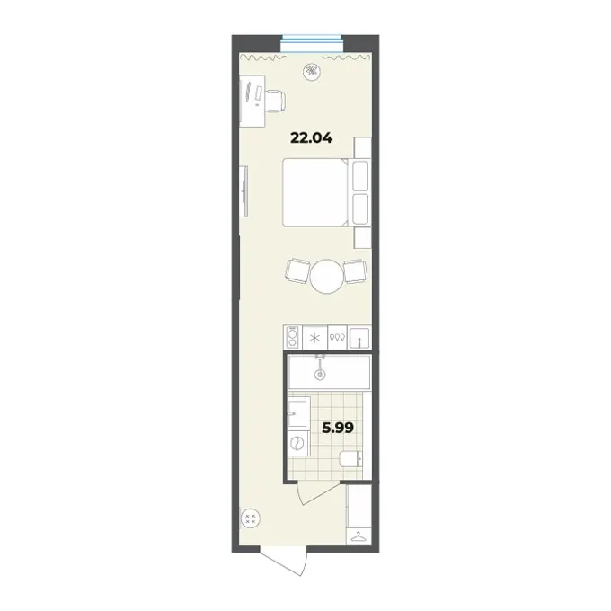 Студия 35.8 м²