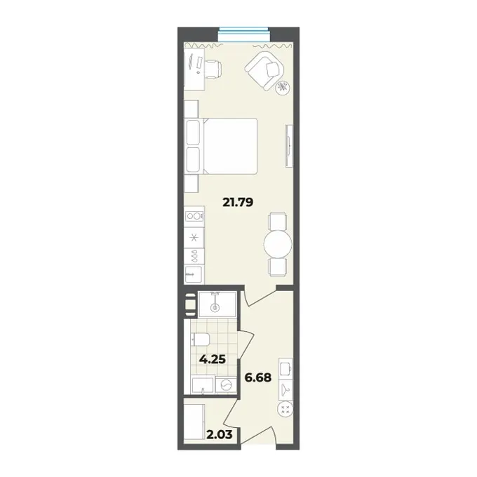 Студия 34.8 м²