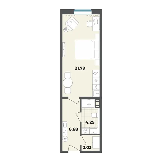 Студия 34.8 м²
