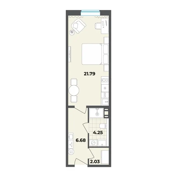 Студия 34.8 м²