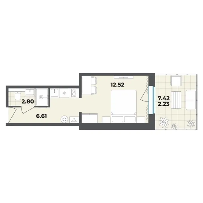 Студия 24.2 м²
