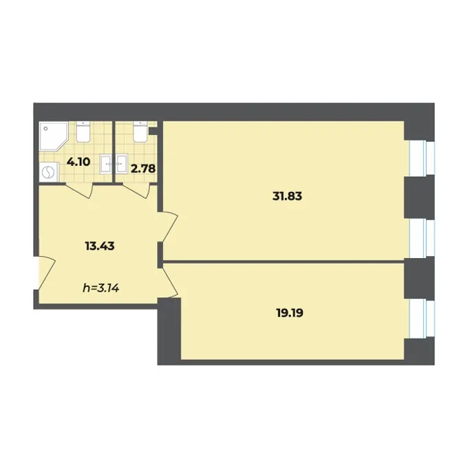 2-комн. 71.3 м²
