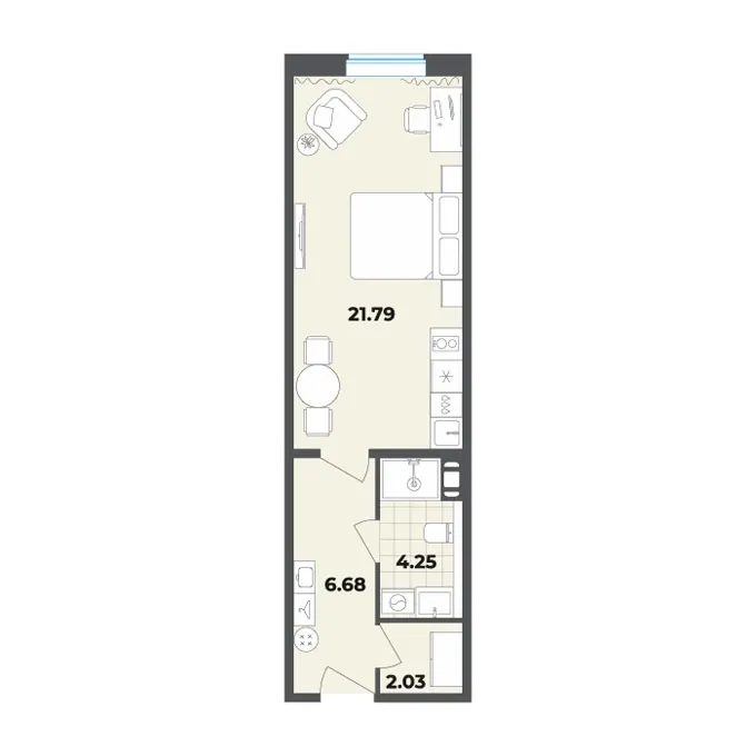 Студия 34.8 м²