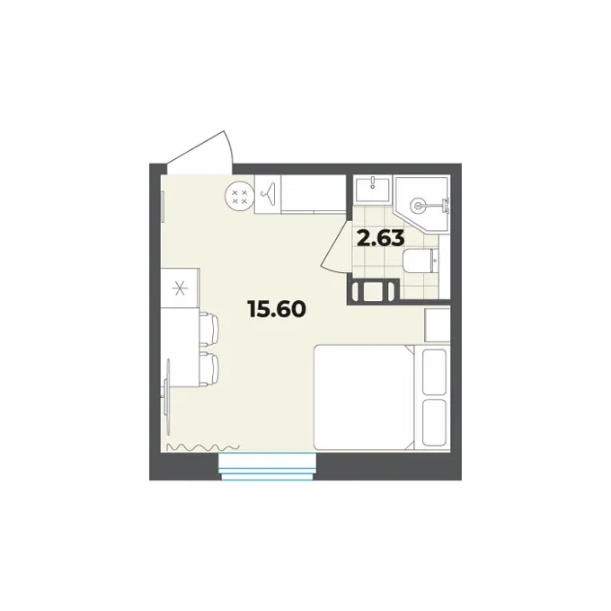 Студия 18.2 м²